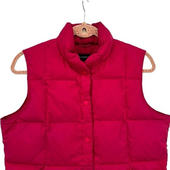 Lands End Goose Down Filled Full Zip Puffer Vest Pink Medium 10-12 - Picture 3 of 7